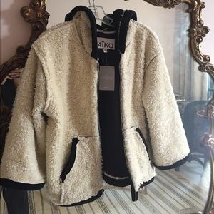 Anthropologie Aiko fauxfur hoodie shearling jacket